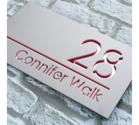 Targhetta personalizzata con numeri civici in acrilico moderno tagliato al laser 3D, targhette indirizzo nome stradale per casa (rosa)