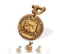 Targhetta Personalizzata per Cane - Targhetta per cani personalizzata con testo inciso su entrambi i lati -incisione laser - Ottone ⌀35-40cm Dog Tag (Cane da combattimento)