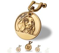 Targhetta Personalizzata per Cane - Targhetta per cani personalizzata con testo inciso su entrambi i lati -incisione laser - Ottone ⌀35-40cm Dog Tag (Razza canina)