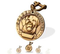 Targhetta Personalizzata per Cane - Targhetta per cani personalizzata con testo inciso su entrambi i lati -incisione laser - Ottone ⌀35-40cm Dog Tag (Golden Retriever)