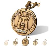 Targhetta Personalizzata per Cane - Targhetta per cani personalizzata con testo inciso su entrambi i lati -incisione laser - Ottone ⌀35-40cm Dog Tag (Cane da pastore tedesco)