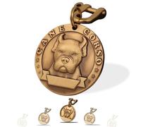 Targhetta Personalizzata per Cane - Targhetta per cani personalizzata con testo inciso su entrambi i lati -incisione laser - Ottone ⌀35-40mm Dog Tag (Cane Corso)