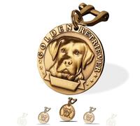 Targhetta Personalizzata per Cane - Targhetta per cani personalizzata con testo inciso su entrambi i lati -incisione laser - Ottone ⌀35-40mm Dog Tag (Labrador retriever)