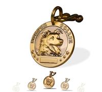 Targhetta Personalizzata per Cane - Targhetta per cani personalizzata con testo inciso su entrambi i lati -incisione laser - Ottone ⌀35-40cm Dog Tag (Border Collie)