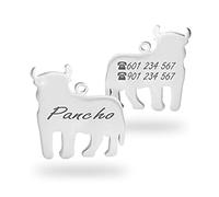 Targhetta personalizzata per cani e gatti - ideale per incidere il tuo nome e il tuo contatto, in acciaio inox, a forma di toro, regali di mercato