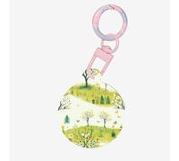 Targhetta rotonda in acrilico con stampa allegra foresta verde, ciondolo per il collo del cane per animali domestici, collare circolare per cani e gatti