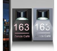 Targhetta solare personalizzata con indirizzo per esterni - Targa impermeabile personalizzata con numero civico con luce LED per cortile, giardino, casa, numeri civici illuminati, regalo per