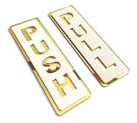 Targhetta Spingi Tira 2 cartelli push pull for porte, negozi, autoadesivi(Gold)