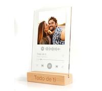 Targhetta Spotify Personalizzata 10x15 cm Bianco - Realizzata in metacrilato con Base in Legno - Lastra con la tua Canzone, Foto e Testo - Targa Musicale