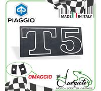 TARGHETTA T5 COFANO LATERALE IN ALLUMINIO PIAGGIO PER VESPA T5 125 CON PIOLI