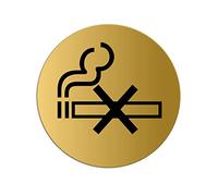 Targhetta Vietato fumare X Targa Ø 75 mm color oro auto-adhesiva