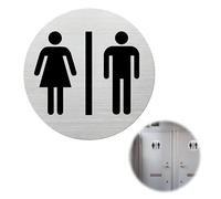 Targhetta WC uomo donna e uomo 10 x 10 cm segnale WC unisex in alluminio segnaletica WC per servizi igienici pubblici, centri commerciali