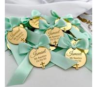 Targhette a specchio in acrilico personalizzate, con incisione personalizzata, per battesimo, baby show, graal, specchio rotondo, croce, per bomboniere, battesimo, matrimonio, fidanzamento, regalo
