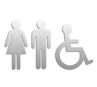Targhette adesivo in acciaio inossidabile | WC Toilette Donne + Domini + Disabili | autoadhesivo