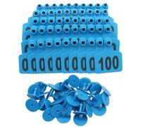 Targhette auricolari per bestiame, grandi in plastica, per ovini, bovini, vitelli, maiali, con numero 001-100/101-200/201-300, etichette per l'identificazione degli animali (blu, 101-200)