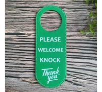 Targhette bifacciali in pelle PU per porte non disturbare ed etichette silenziose per varie occasioni (verde si prega di benvenuto bussa)