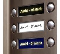 Targhette citofono, cassetta lettere, armadietto e altri usi, personalizzate, con incisione laser su laminato plastico, vari colori, misura personalizzata.