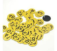 Targhette con numeri di tabella, targhette identificative, etichette con numeri identificativi e targhette con incisione senza portachiavi per armadietti per hotel supermercati (numero giallo 1-50)
