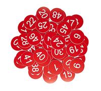 Targhette ID in plastica StayMax, numerate 201-300, rosse, confezione da 100, rotonde, incise, 3 cm di diametro