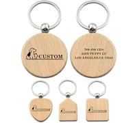 Targhette identificative per cani in legno, targhette identificative personalizzate per cani e gatti, nome, testo e numero incisi su entrambi i lati, in varie forme