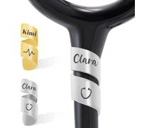 Targhette Identificative Personalizzate per Stetoscopio, Ciondoli e Accessori con Nome Personalizzato per Stetoscopio, Perfetti per Infermieri, Medici, Assistenti Medici e Regali (Semicircolare)