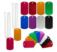 Targhette in metallo per incisione, con catena a sfera, 24 pezzi, colori assortiti