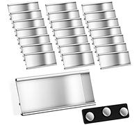 Targhette Magnetiche in Alluminio Badge per Nomi con Doppio Magnete Portanome Magnetico con Slot per Carta Cartellino Identificativo Anodizzato Trasparente, 72 x 32 mm, Argento (20)