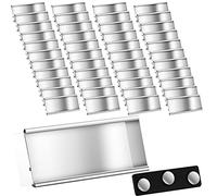 Targhette Magnetiche in Alluminio Badge per Nomi con Doppio Magnete Portanome Magnetico con Slot per Carta Cartellino Identificativo Anodizzato Trasparente, 72 x 32 mm, Argento (50)