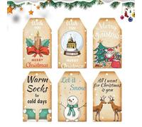 Targhette natalizie, targhette natalizie con cordino | Decorazione per albero di Natale da 60 pezzi,Etichette per decorazioni, etichette per cartoni animati natalizi per la famiglia, gli ami