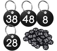 Targhette numerate, 100 pezzi, in plastica nera, rotonde, con numeri bianchi, etichette per chiavi con anello per organizzazione, classificazione e ordinamento, conservazione