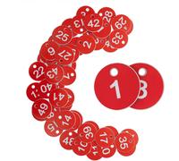 Targhette Numerate in Plastica, Con Numero Inciso, Senza Foro, 1-100, Rosso