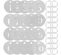 Targhette Numerate Rotonde Argento 20 Pezzi in Acciaio Inox