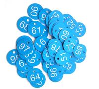 Targhette numerate rotonde incise, Etichette numeriche in ABS 100 pezzi 1-100 multicolore(Blue)
