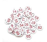 Targhette numerate rotonde incise, Etichette numeriche in ABS 100 pezzi 1-100 multicolore(White)