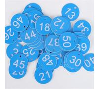Targhette numeriche in plastica, Confezione da 100 etichette con numeri sequenziali in plastica multicolore rotonde da 3,5 cm for giardino, palestra, scuola(Light blue)