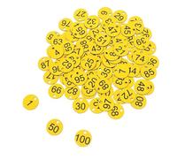 Targhette numeriche in plastica, Confezione da 100 targhette numeriche in plastica multicolori da 3,5 cm for l'identificazione e la conservazione(Yellow)
