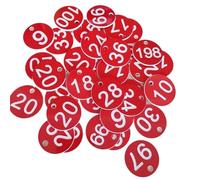 Targhette numeriche in plastica, Confezione da 200 etichette numeriche in plastica Numeri sequenziali multicolori 1-200 Diametro 3,5 cm(Red)