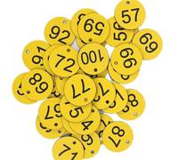 Targhette numeriche in plastica, targhette portachiavi rotonde, Targhette numeriche in plastica senza portachiavi, sequenziali da 1 a 100, 3,5 cm, multicolore, confezione(Unique Colour)