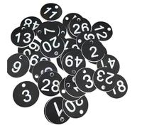 Targhette numeriche in plastica, targhette portachiavi rotonde, Targhette numeriche in plastica senza portachiavi, 100 pezzi, numeri da 1 a, multicolore, 3,5 cm(Black)