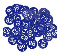 Targhette numeriche in plastica, targhette portachiavi rotonde, Targhette numeriche in plastica senza portachiavi, sequenziali da 1 a 100, 3,5 cm, multicolore, confezione(Purple)