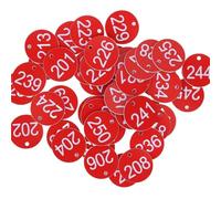 Targhette numeriche in plastica, targhette portachiavi rotonde, Targhette numeriche in plastica senza portachiavi, sequenziali da 1 a 100, 3,5 cm, multicolore, confezione(Red)