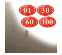 Targhette numeriche ovali in acrilico for armadietti, armadietti e porte - Autoadesive, design moderno, nero e rosso - Set da 1-200(B-1-20,L 3.1 IN W 2 IN)