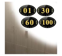 Targhette numeriche ovali in acrilico for armadietti, armadietti e porte - Autoadesive, design moderno, nero e rosso - Set da 1-200(A-1-45,L 4.7 IN W 3.1 IN)