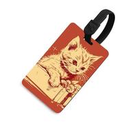 Targhette per bagagli con gatto sdraiato sulla scatola, porta carte per bagagli per valigie con scudo per la privacy, borsa da viaggio, targhetta identificativa per uomini e donne, zaino, stile nero