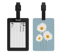 Targhette per bagagli con tre margherite con petali bianchi, gialle al centro, per valigie, bagagli