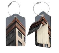 Targhette per bagagli da tetto architettoniche, in pelle PU, 2 pezzi, etichette identificative per valigie, etichette da viaggio con protezione della privacy e anello in acciaio inox, per donne e