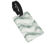 Targhette per bagagli, in marmo bianco pallido, con montagne nebbiose, ideali per viaggi, crociere, zaini e borse