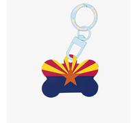 Targhette per cani in acrilico con stampa bandiera dell'Arizona, portachiavi in acrilico a forma di osso per cani e gatti