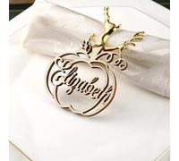 Targhette per il nome, decorazione da tavolo in legno personalizzata, rustica autunnale, decorazione da tavolo con zucca, decorazione da tavolo con zucca, segnaposto natalizi personalizzati (legno,