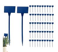 Targhette per piante da scrivere, 50 pezzi, per esterni, in plastica, per piante, 3 x 6 cm, tipo T, resistenti alle intemperie per l'orto (blu)